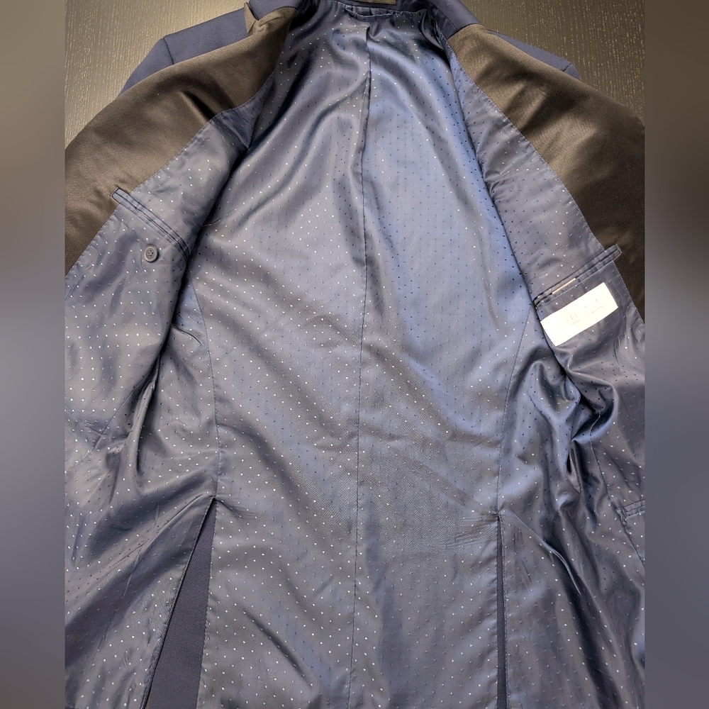 JF J.Ferrar Classic Blue Tuxedo with Black Vest - Picture 10 of 13